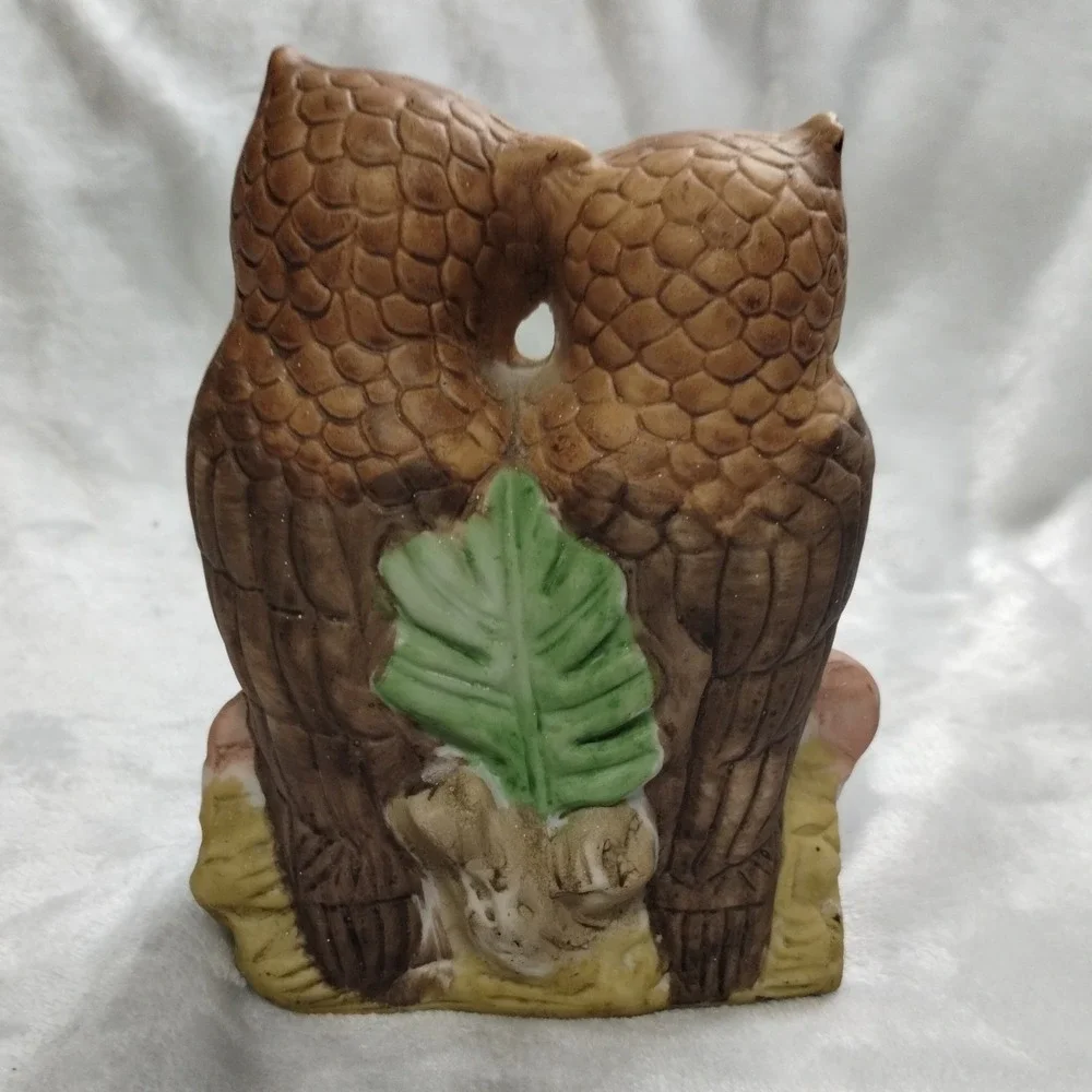 Vintage Ceramic Owl‎ Figurine Pair Made in Taiwan Cottage Farmhouse Decor